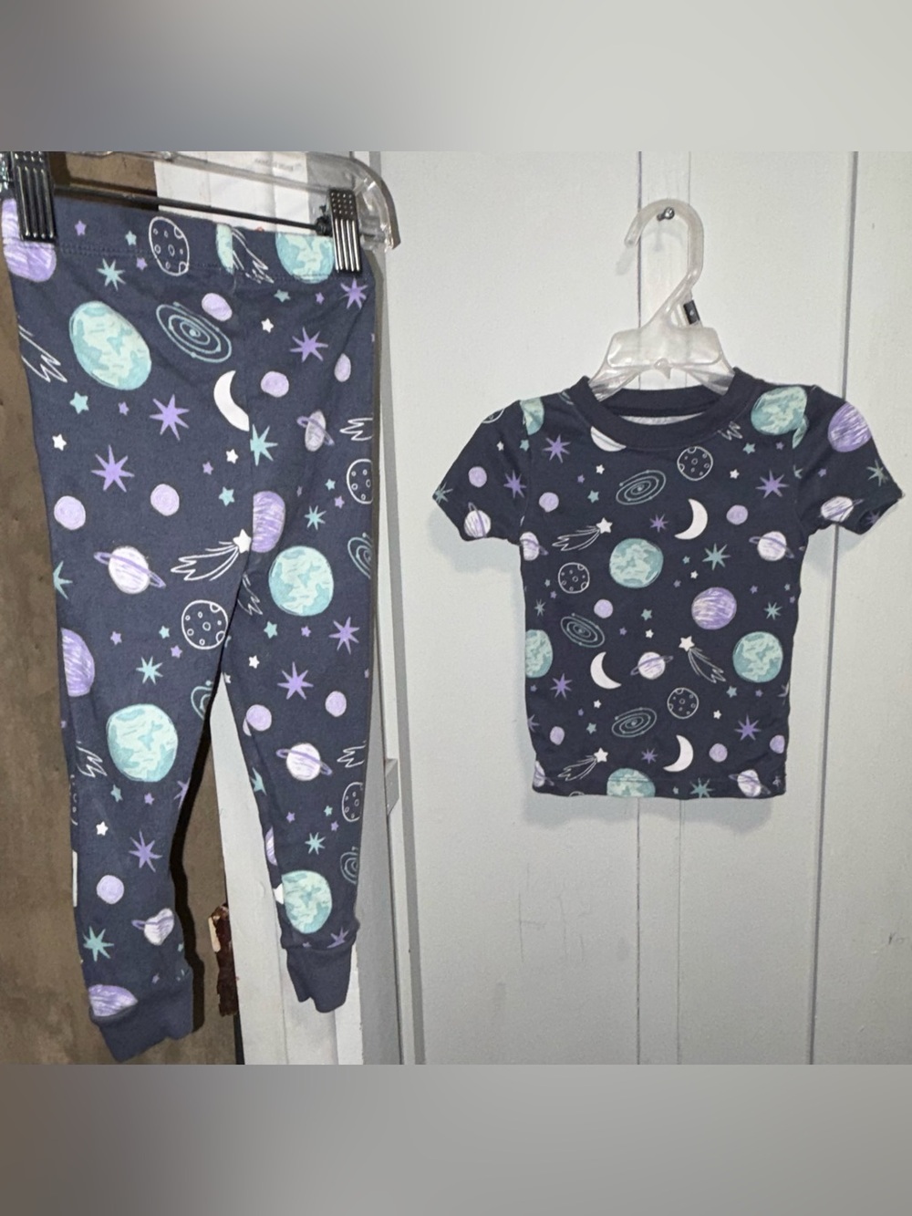 wonder nation Navy Space-Print Kids Pajama Set size 2T